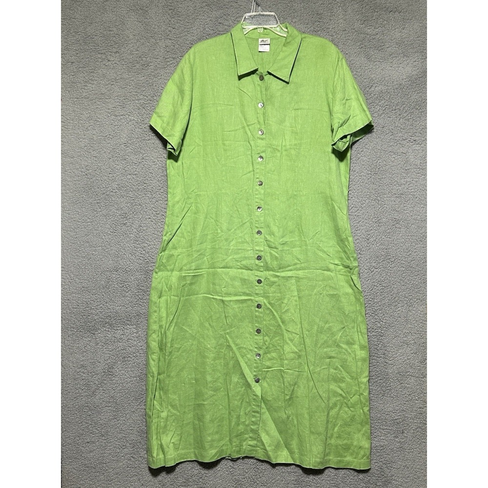 Norm Thompson Dress Womens XL Coastal Grandma Linen Modest Minimalist